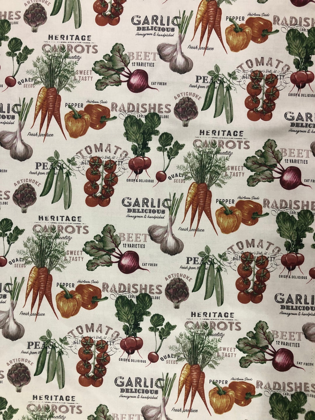 Fresh Vegetables Fabric, Produce Fabric, 100 Cotton, Duck Cloth, Home Accents Fabric, Fabric by