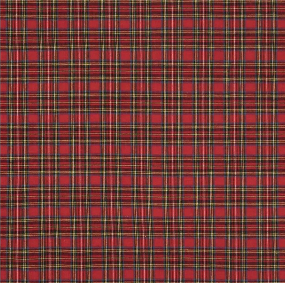 Plaid Cotton Flannel Fabric - Green / Red Many Colors Available