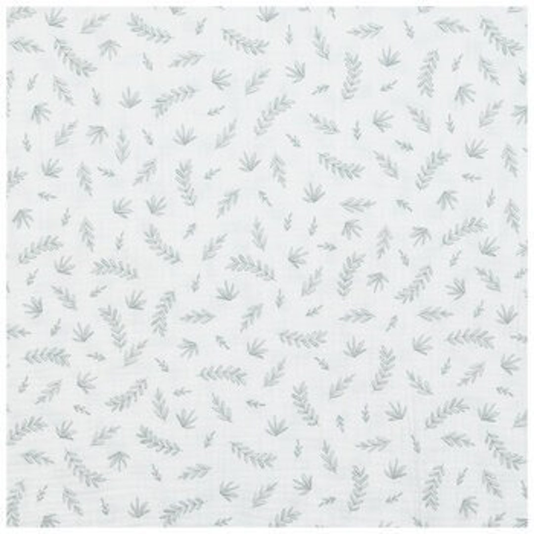 Sage Green Leaves Gauze Fabric Leafy Sprigs 100 Cotton Etsy
