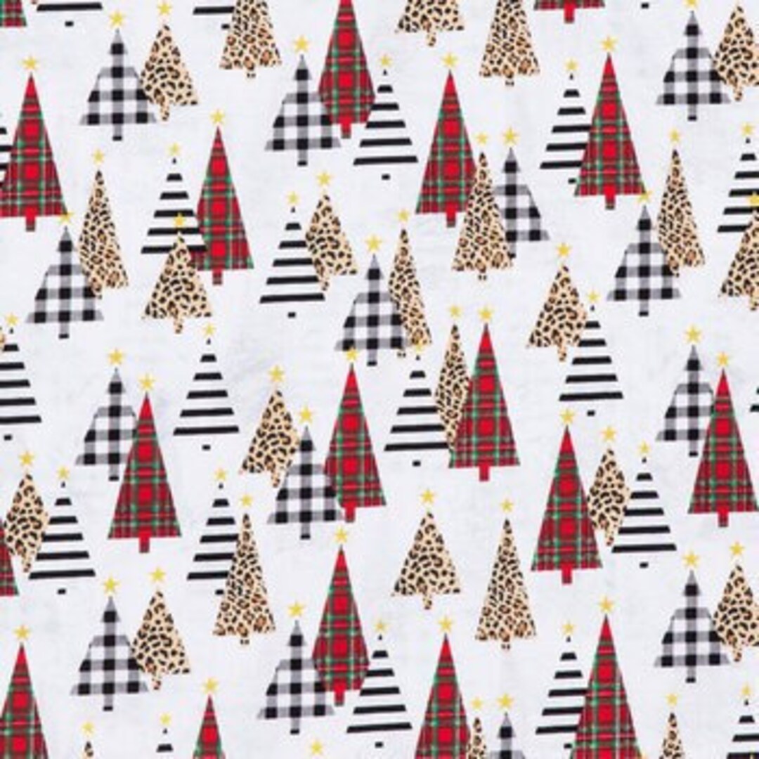 Patterned Trees Fabric Christmas Fabric 100 Cotton Etsy 日本