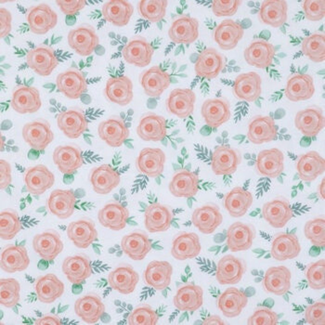 Peach Floral Rayon Fabric