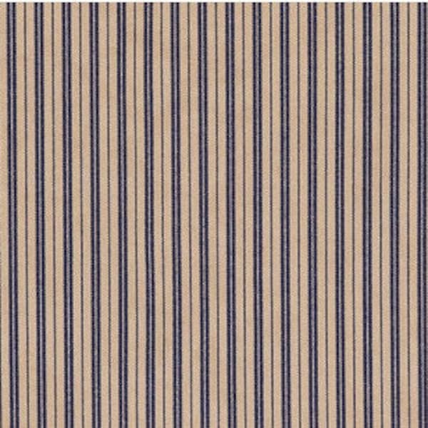 19th Century Striped Fabric, 100% Cotton, Home accents Fabric, Fabric by the yard, Quilting Fabric, Beige & Dark Blue Colored, Vintage-Style