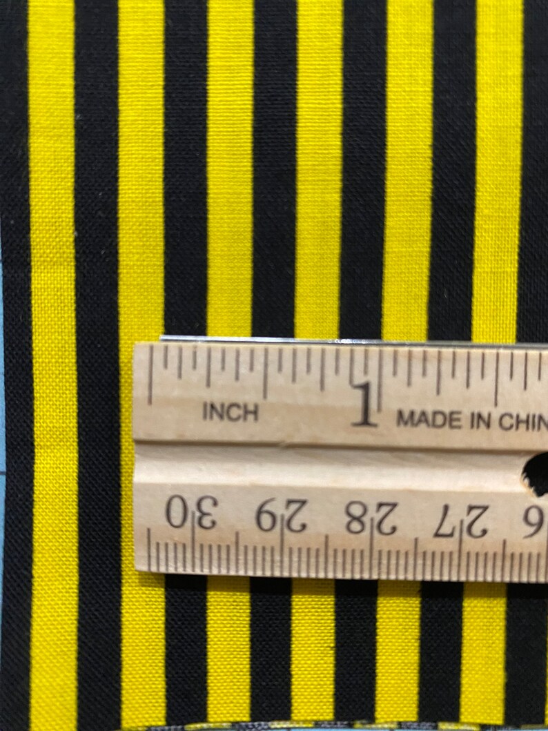 Bee Striped Fabric, Pattern Fabric, 100% Cotton, Quilting Fabric, Fabric by the yard, Apparel Fabric, Yellow & Black Colored image 3