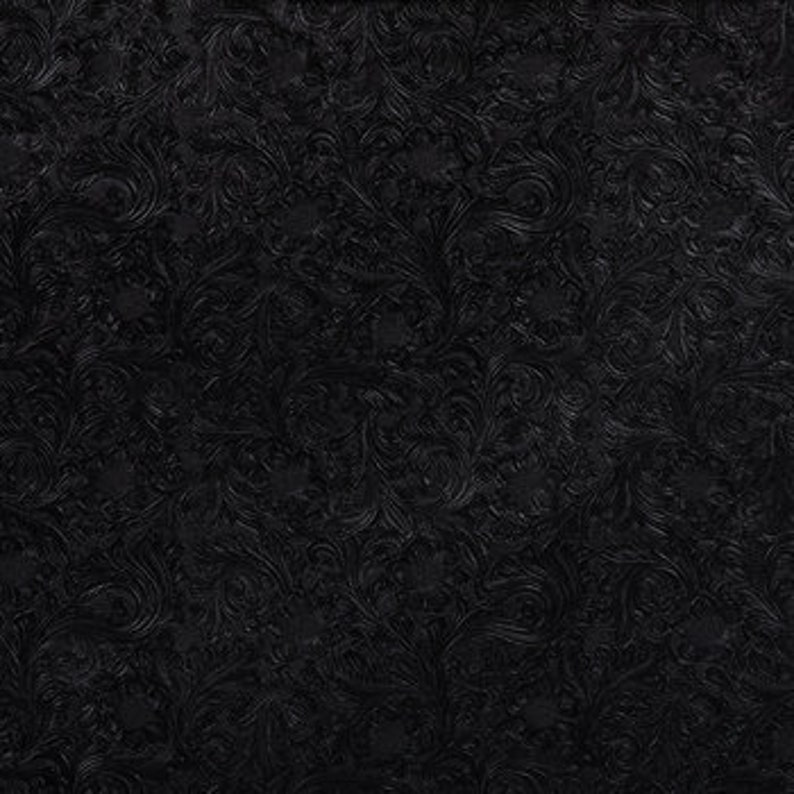 Black Embossed Fabric Flourish Motif 100% Vinyl Home Decor - Etsy