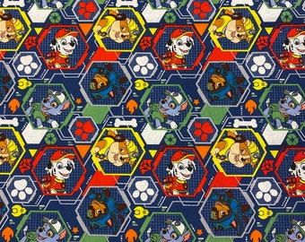 Dogs Patrol Cotton Fabric, Paw Prints, Kids, Quilting, Home Accents, Fabric by the Yard