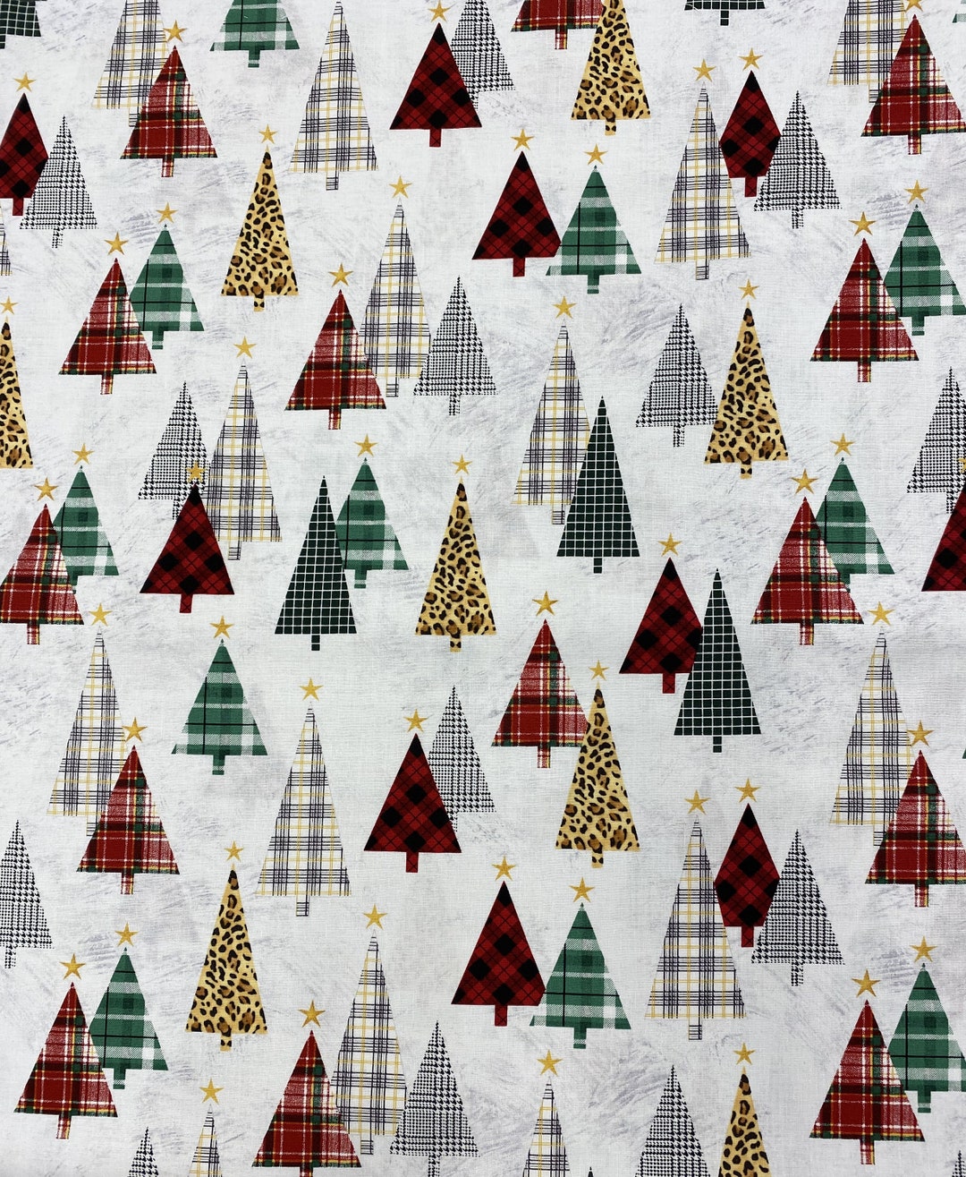 Pattern Trees Fabric, Christmas Fabric, 100% Cotton, Home Accents ...