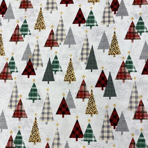 Pattern Trees Fabric, Christmas Fabric, 100% Cotton, Home Accents Fabric, Fabric by the yard, Apparel Fabric, Seasonal & Holiday