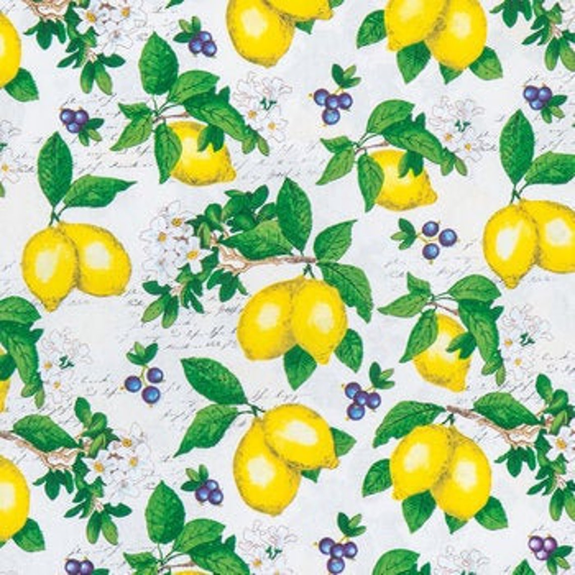 Lemon & Flowers Fabric Fruit Fabric 100 Cotton Apparel Etsy.de
