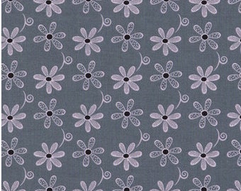 Gray & Pink Floral Fabric, Flowers Fabric, 100% Cotton, Quilting Fabric, Fabric by the yard, Apparel Fabric, Polka Dots-Swirls