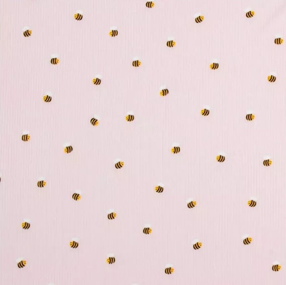 Pink Bee Ribbed Knit Fabric, Polyester Spandex Blend, Apparel, Accessories, Fabric by the yard