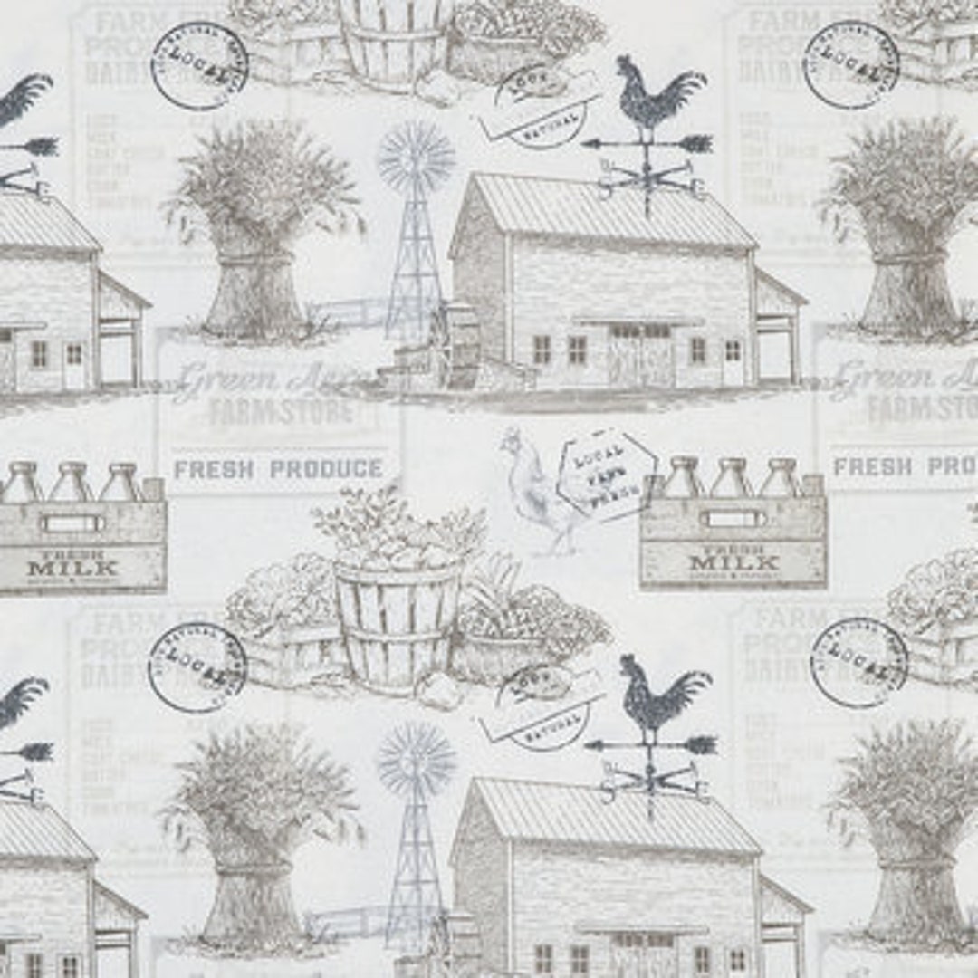 Farm Fresh Fabric Barn Fabric 100 Cotton Duck Cloth Home Etsy