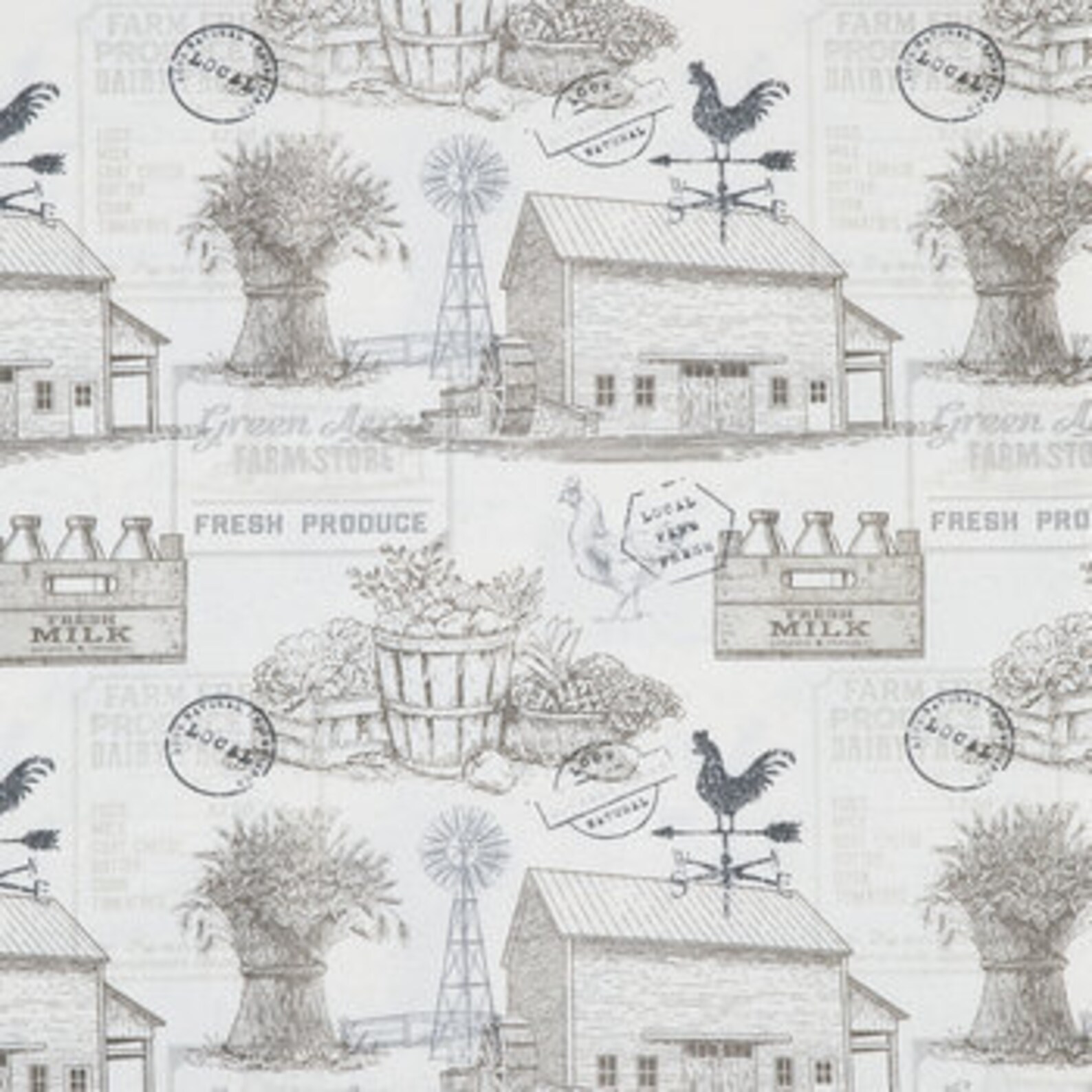 Farm Fabric Cotton Fabric Barn Fabric Duck Fabric Fabric Etsy