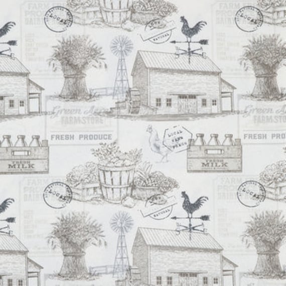 Farm Fabric Cotton Fabric Barn Fabric Duck Fabric Fabric Etsy