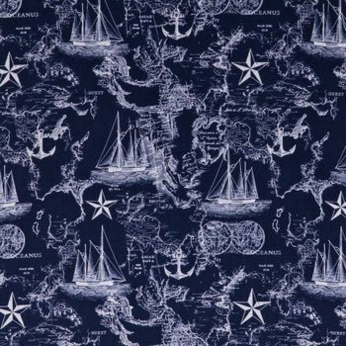 Nautical Fabric Cotton Fabric Navy Fabric Ship Fabric Sea Etsy