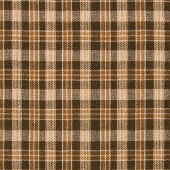 Brown & Tan Homespun Fabric, Plaid Fabric, 100% Cotton, Home Accents Fabric,  Fabric by the Yard, Quilting Fabric 