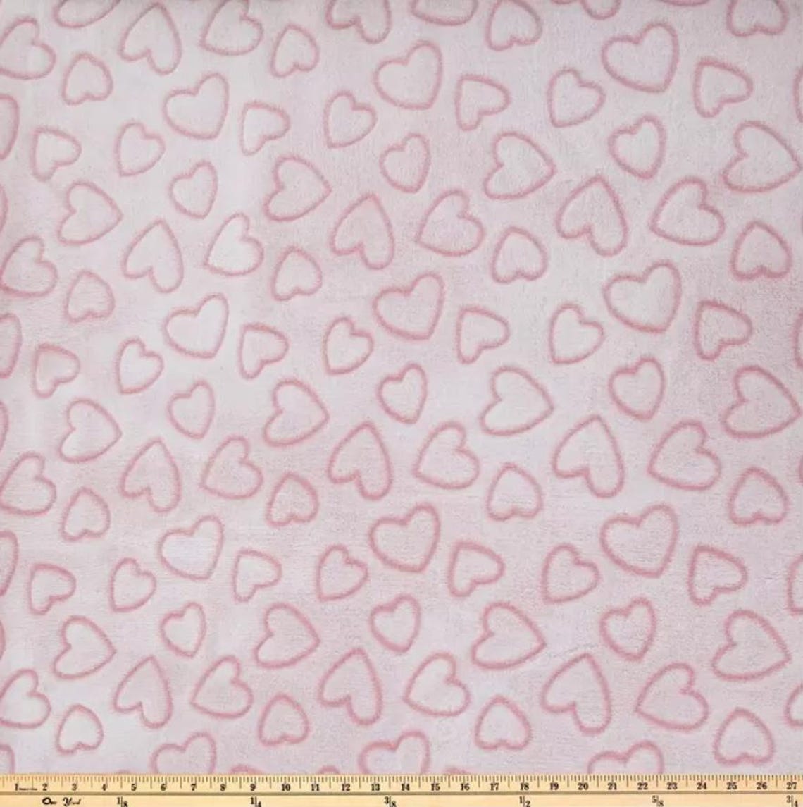 Pink Fleece Patterned Pink Carved Hearts Fleece Fabric, Polyester, Blankets, Home Accents ...