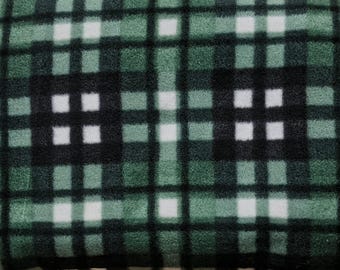 Green Plaid Anti-Pill Fleece Fabric, Blankets Fabric by the Yard