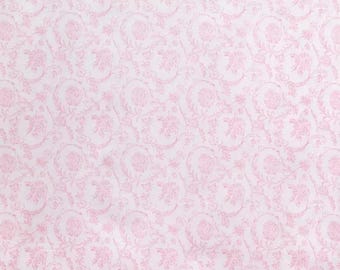 Pink Chinoiserie Floral Cotton Calico Fabric, Botanical Print, Home Accents, Quilting, Fabric by the yard