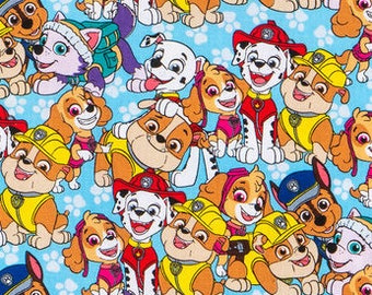Cartoon Puppy Cotton Fabric, Animated Print, Quilting, Nursery Accents, Fabric by the Yard