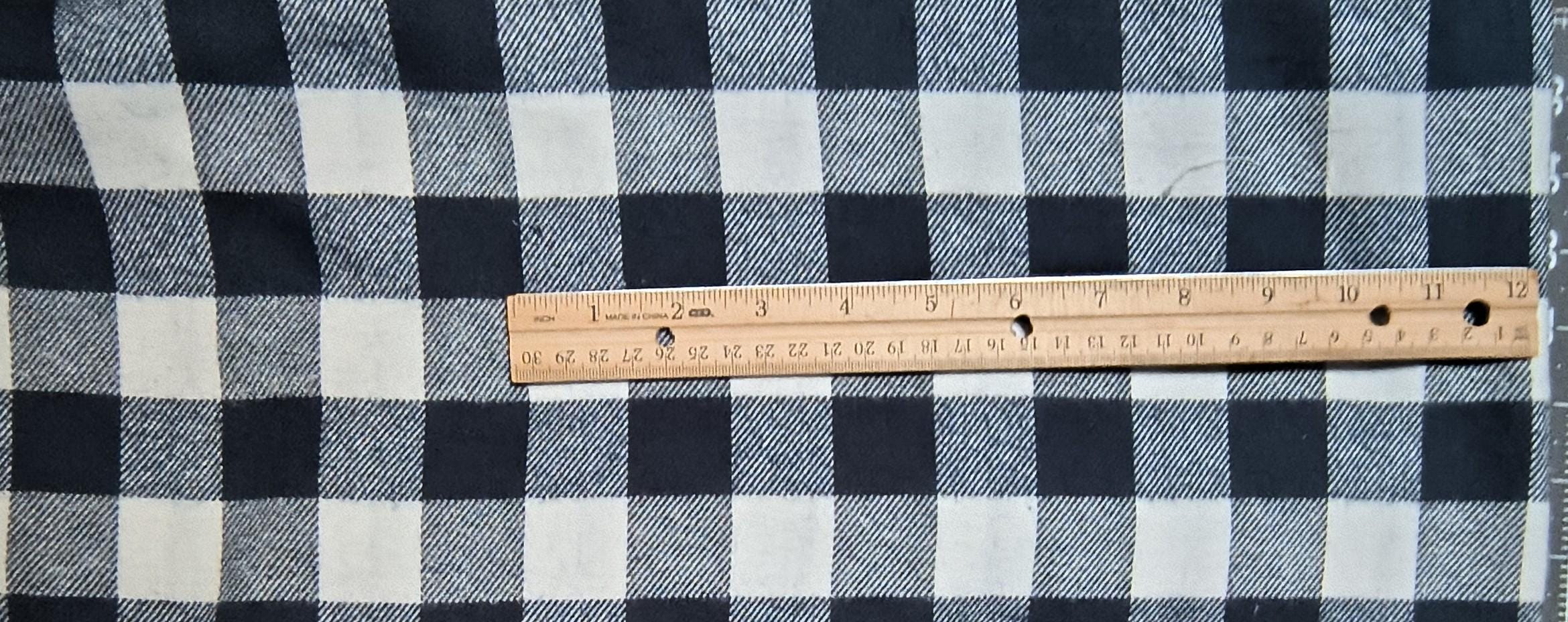 Navy and White Buffalo Check Flannel Fabric, 100% Cotton 