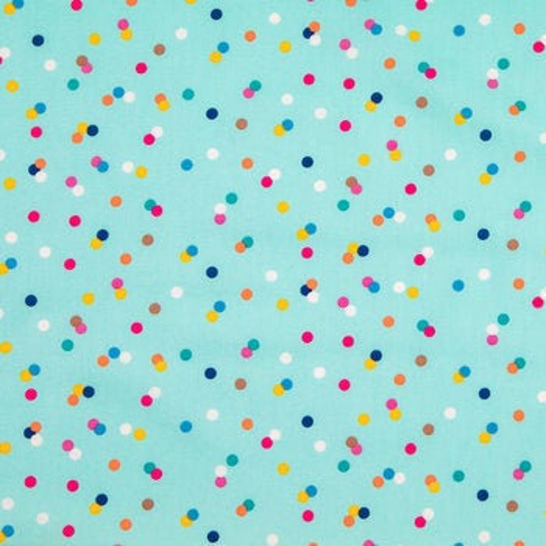 Spa & Multicolor Dots Fabric, Confetti Fabric, 100 Cotton, Apparel