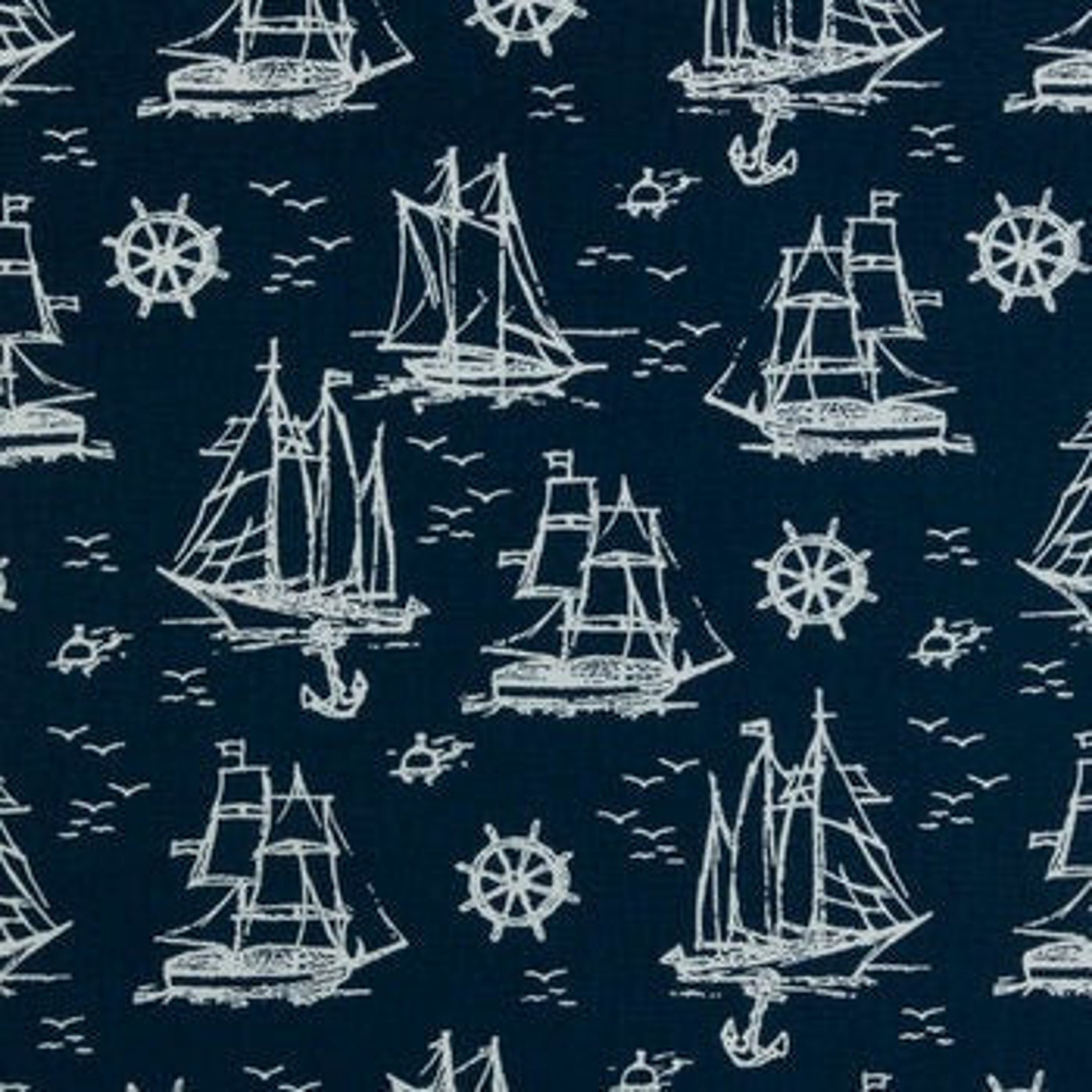 Navy Fabric Sailing Fabric Boat Fabric Ocean Fabric Water Etsy