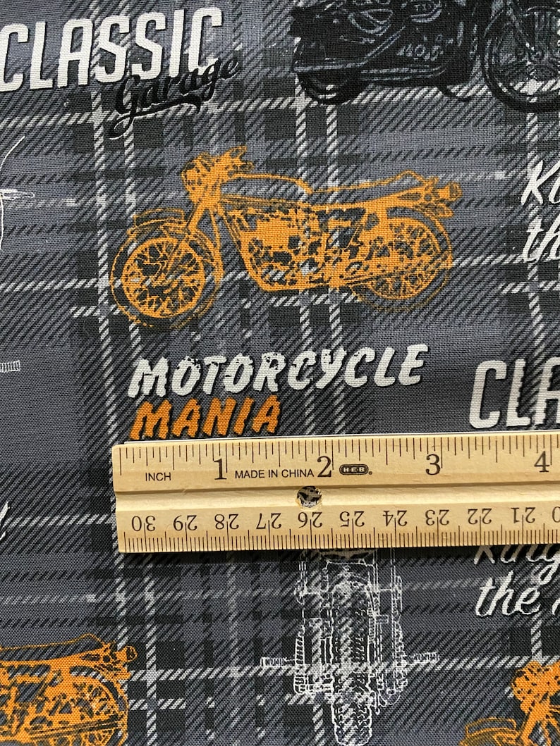 Motorcycle Mania Cotton Calico Fabric, Biker Theme, Quilting, Home ...