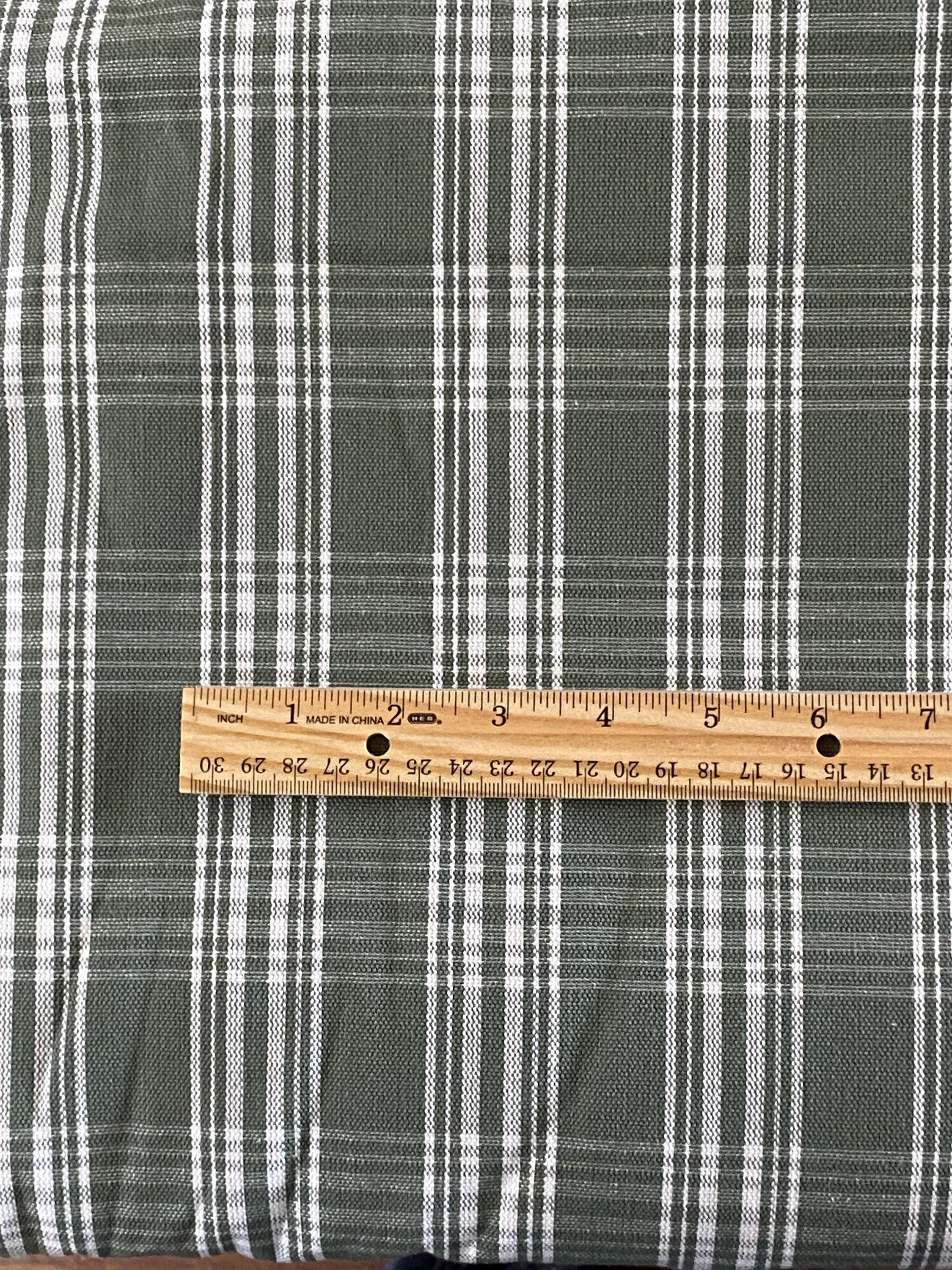 Sage & Ivory Plaid Fabric, Striped Fabric, 100% Cotton, Duck Cloth ...