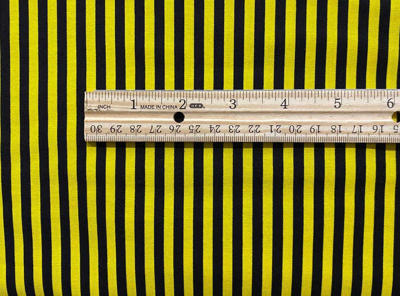 Bee Striped Fabric, Pattern Fabric, 100% Cotton, Quilting Fabric, Fabric by the yard, Apparel Fabric, Yellow & Black Colored image 2