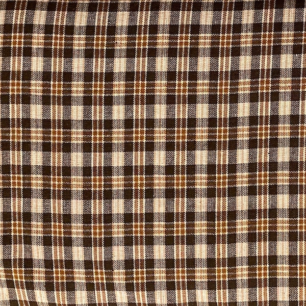 Brown & Tan Homespun Fabric, Plaid Fabric, 100% Cotton, Home accents fabric, Fabric by the yard, Quilting Fabric