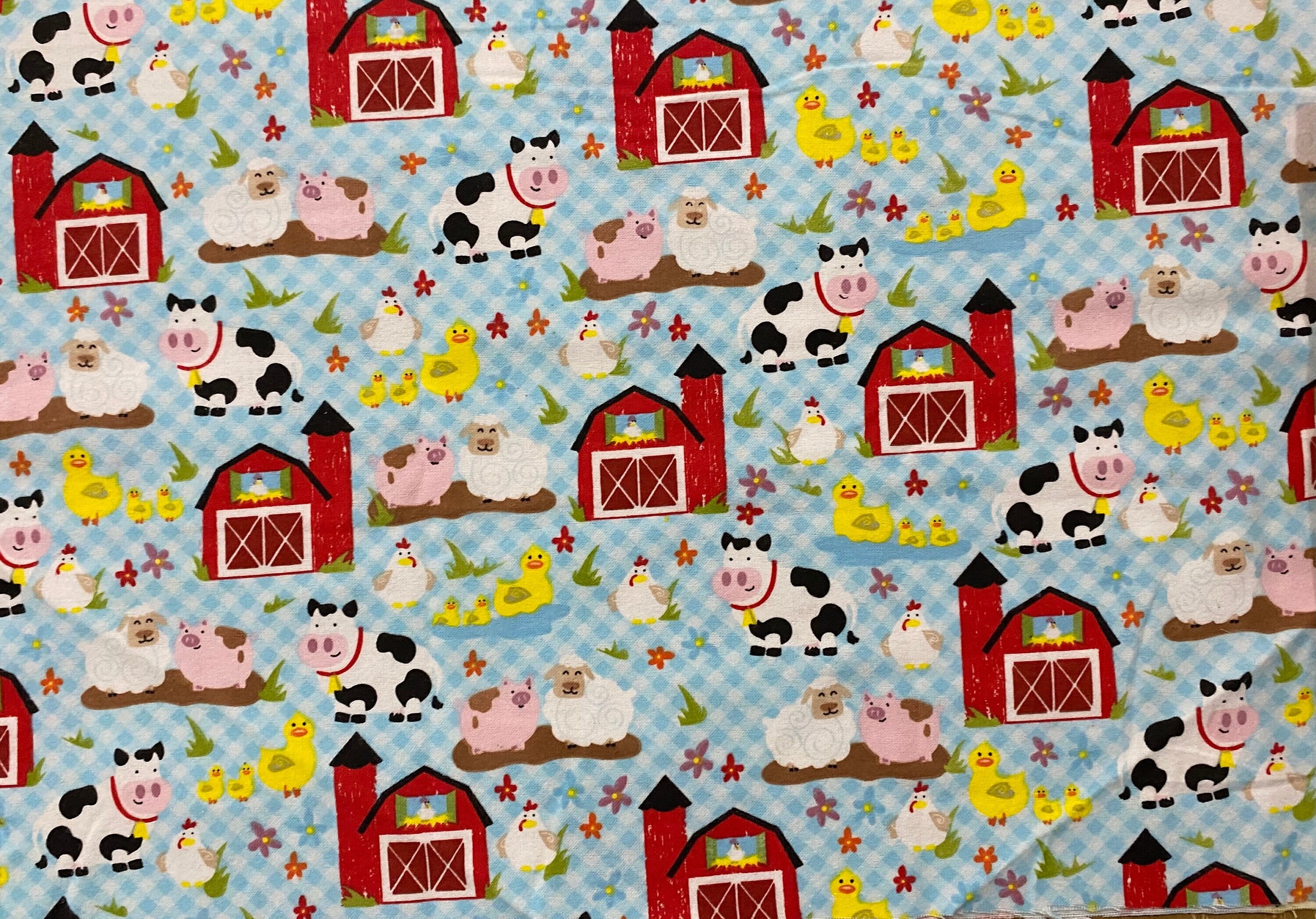 Farm Animals Flannel Fabric Red Barns Fabric 100 Cotton Baby Blankets Fabric Fabric by the Yard Nursery Accents Fabric Etsy Canada