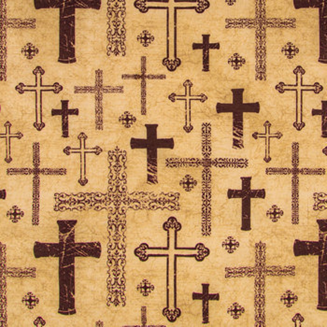 Brown Crosses Fabric Christian Religious 100 Cotton Home Etsy de brown-crosses-fabric-christian-religious-100-cotton-home-etsy-de