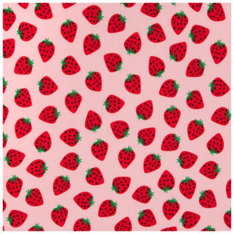 Strawberry Ribbed Knit Fabric, Polyester Spandex Blend, Apparel, Accessories, Fabric by the yard bild 2
