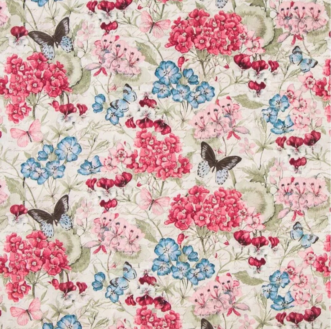 Botanical Bouquet Fabric, Floral Garden, 100% Cotton, Quilting Fabric ...