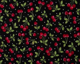 Cherries & Polka Dots Fabric, Fruit Fabric, 100% Cotton, Quilting Fabric, Fabric by the yard, Home Accents Fabric