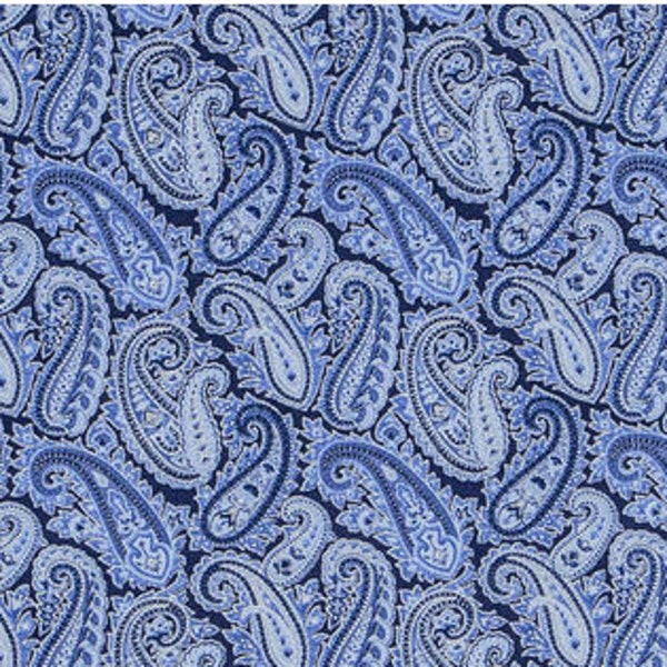 Navy Blue Paisley Fabric - Etsy