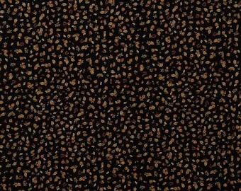 Black Floral Cotton Calico Fabric, Botanical Print, Quilting, Home Accents, Fabric by the yard