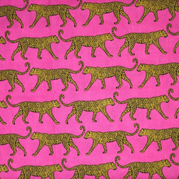 Pink Jaguar Print, Cat Fabric, 100% Cotton, Apparel Fabric, Fabric by the yard, Quilting Fabric, Animal Fabric
