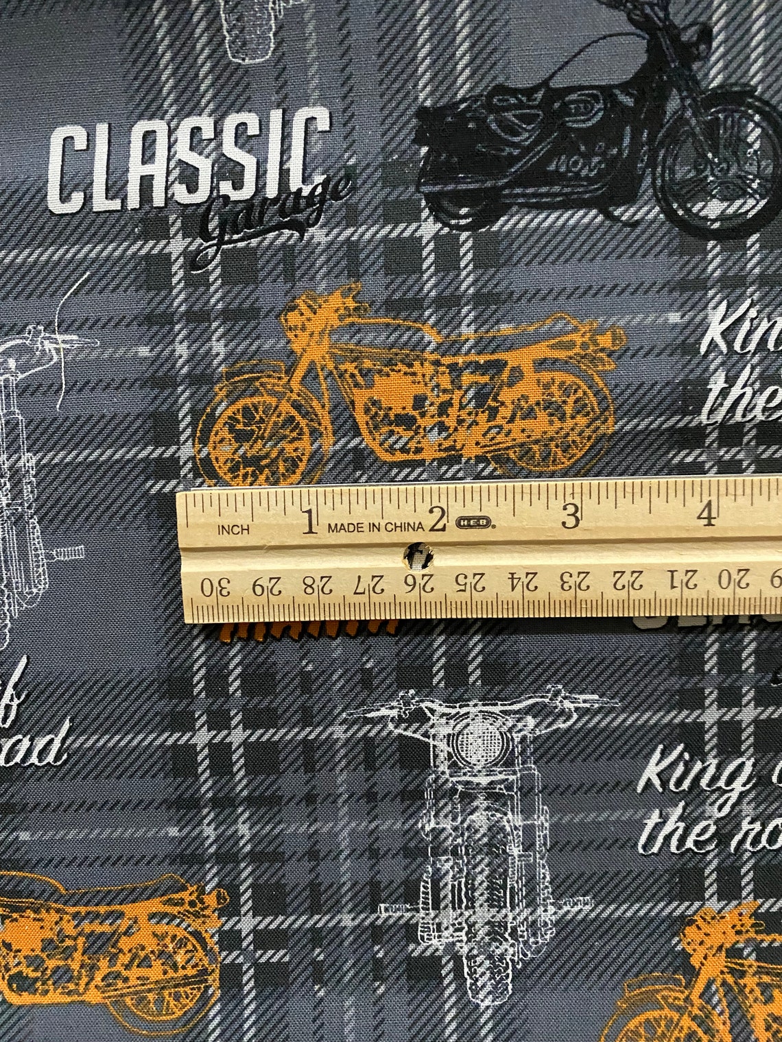 Motorcycle Mania Plaid Cotton Fabric, Biker Theme Quilting Material - Etsy