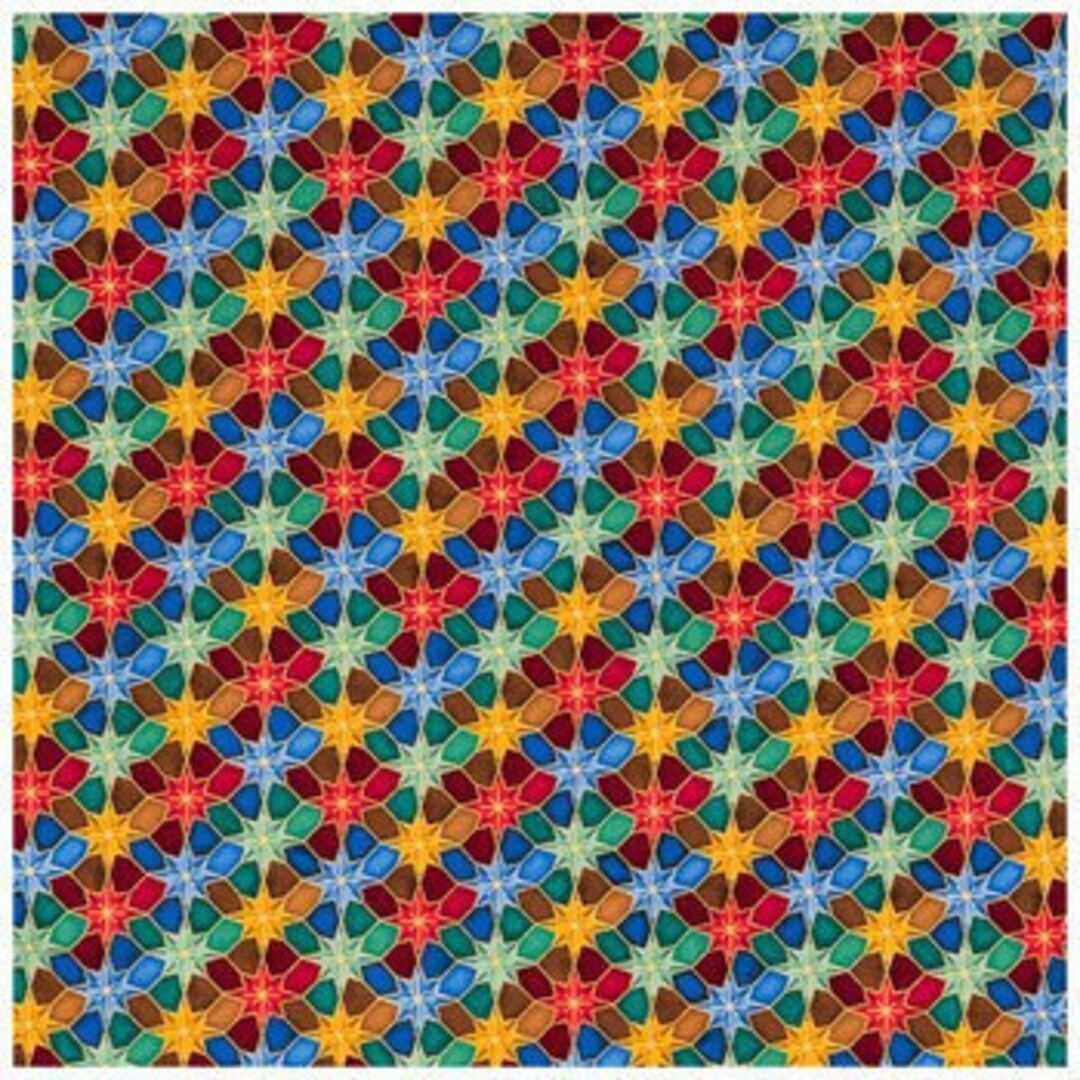 Star of Bethlehem Stained Glass Fabric, Christmas Fabric, 100 Cotton