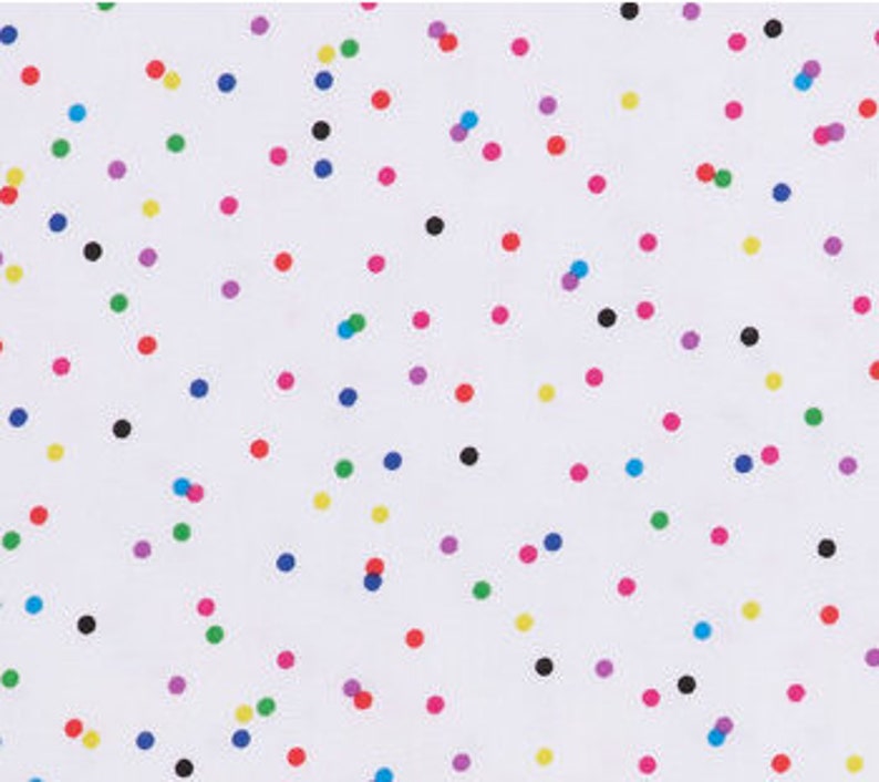 Rainbow Confetti Dot Flannel Fabric Polka Dots 100 Cotton Etsy