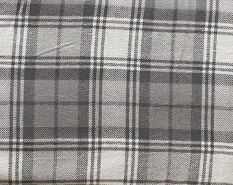 Gray Plaid Flannel Cotton Fabric, Striped Print, Baby Blankets, Home Accents, Fabric by the yard
