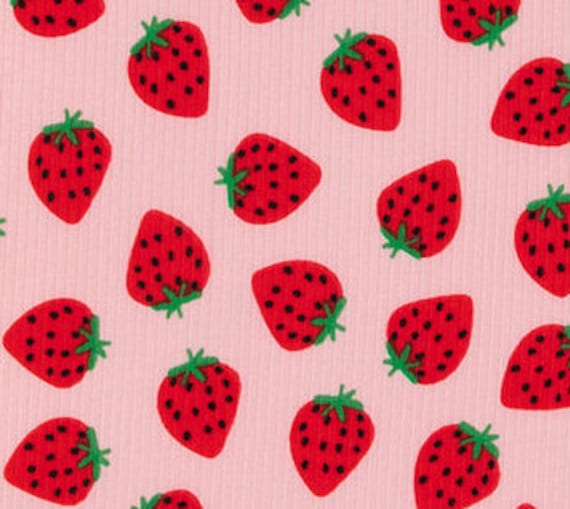 Strawberry Ribbed Knit Fabric, Polyester Spandex Blend, Apparel, Accessories, Fabric by the yard