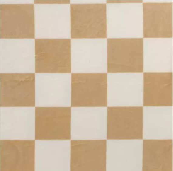 Beige & Cream Checkered Minky Fleece Fabric, 100% Polyester, Blankets Fabric, Fabric by the yard, Home Accents Fabric, Pattern Style