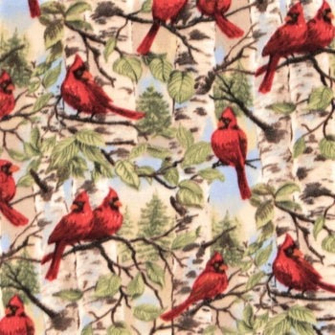 Cardinals Fabric Fleece Fabric Bird Fabric Flying Fabric Etsy