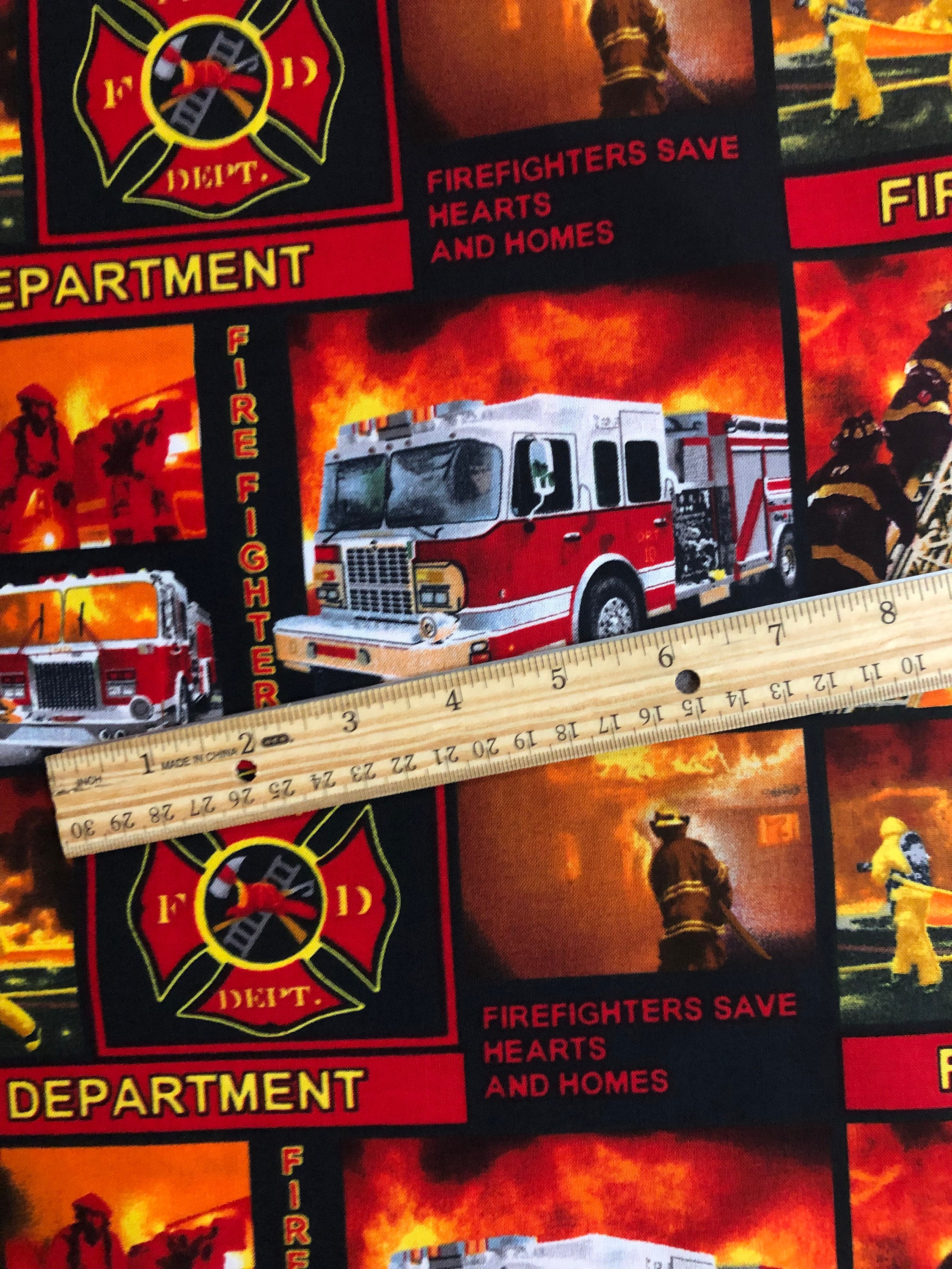 Firefighters Fabric Fire Department Fabric 100 Cotton Etsy
