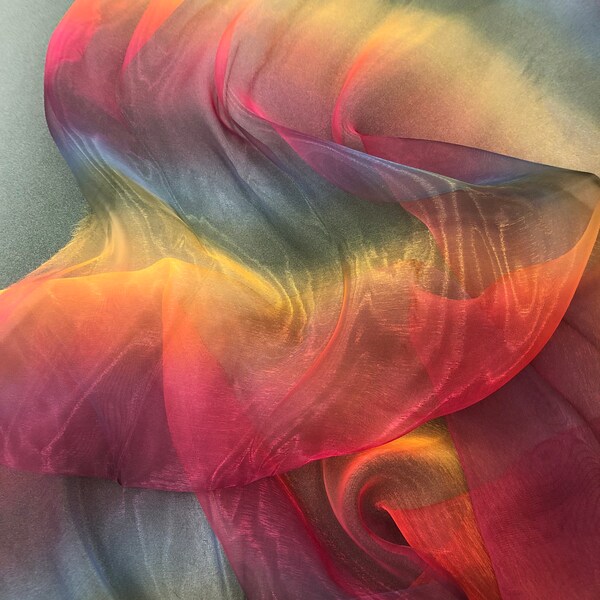 Ombre Fabric, Polyester Fabric, Rainbow Fabric, Shiny Fabric, Colorful Fabric, Sheer Fabric, Fabric by a yard, Gradient Fabric, Tone Fabric