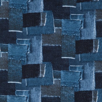 Denim Patch Fabric, Pattern Fabric, 100% Cotton, Quilting Fabric, Fabric by the yard, Apparel Fabric, Navy Blue Colored