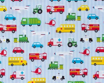 Transportation Cotton Calico Fabric, Cars & Trucks, Quilting, Home Accents, Fabric by the yard