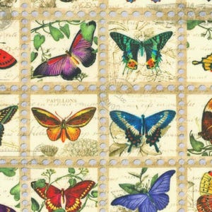 Multicolor Butterfly Collage Fabric, Insects Fabric, 100% Cotton, Quilting Fabric, Fabric by the yard, Home Accents Fabric
